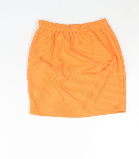 PRETTYLITTLETHING Womens Orange Polyester Mini Skirt Size 6