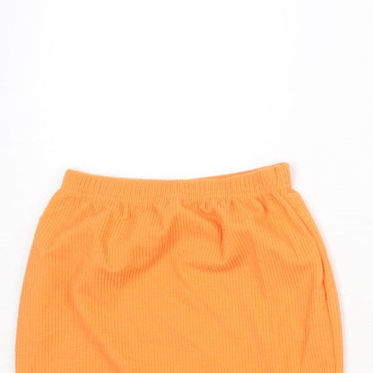 PRETTYLITTLETHING Womens Orange Polyester Mini Skirt Size 6
