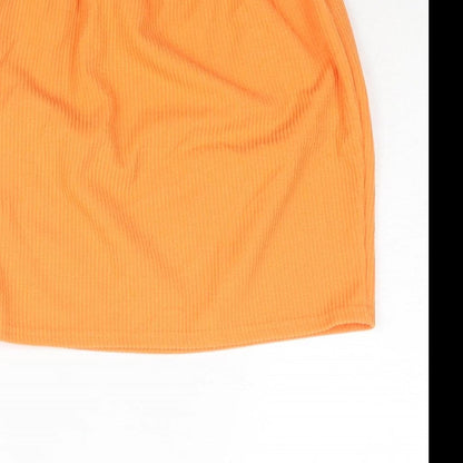 PRETTYLITTLETHING Womens Orange Polyester Mini Skirt Size 6