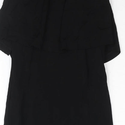 Warehouse Womens Black Viscose Bodycon Size 8 Square Neck Pullover