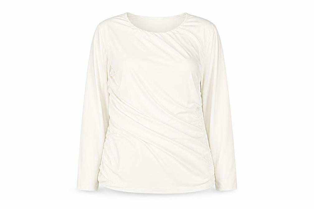Marks & Spencer Womens Ivory Polyester Basic Blouse Size 20 Round Neck - Rouched