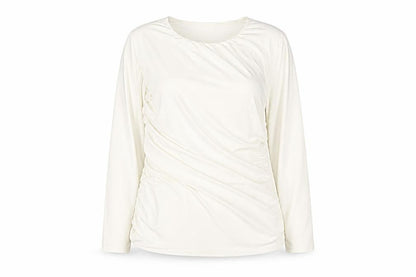 Marks & Spencer Womens Ivory Polyester Basic Blouse Size 20 Round Neck - Rouched