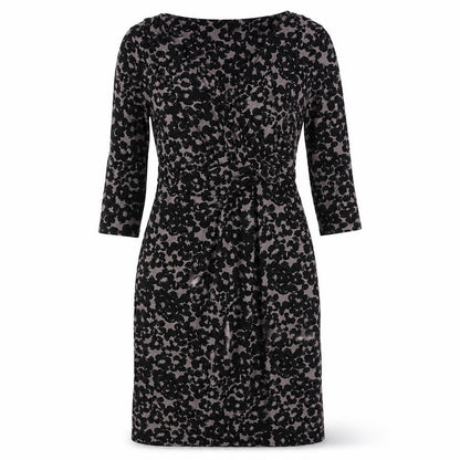 Monsoon Womens Black Geometric Viscose Shift Size 12 V-Neck Pullover - Belted