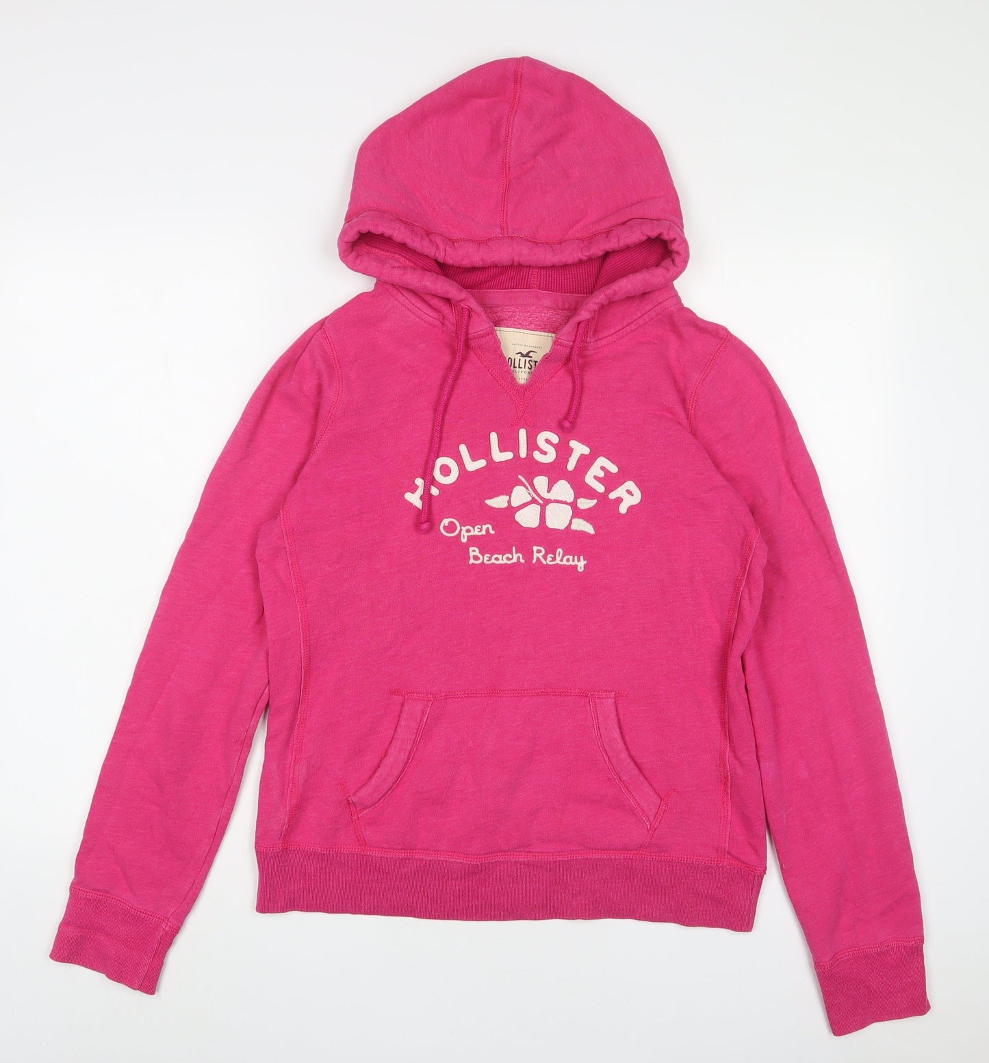 Hollister Womens Pink Cotton Pullover Hoodie Size L Pullover - Logo, Embroidered