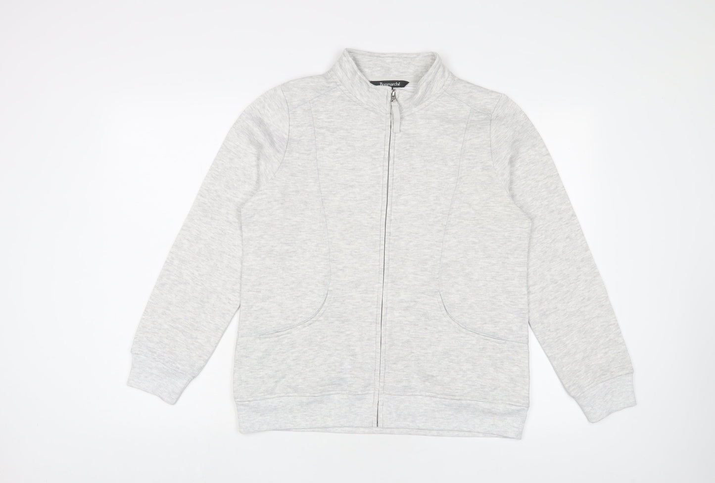 Bonmarché Womens Grey Cotton Full Zip Sweatshirt Size 12 Zip