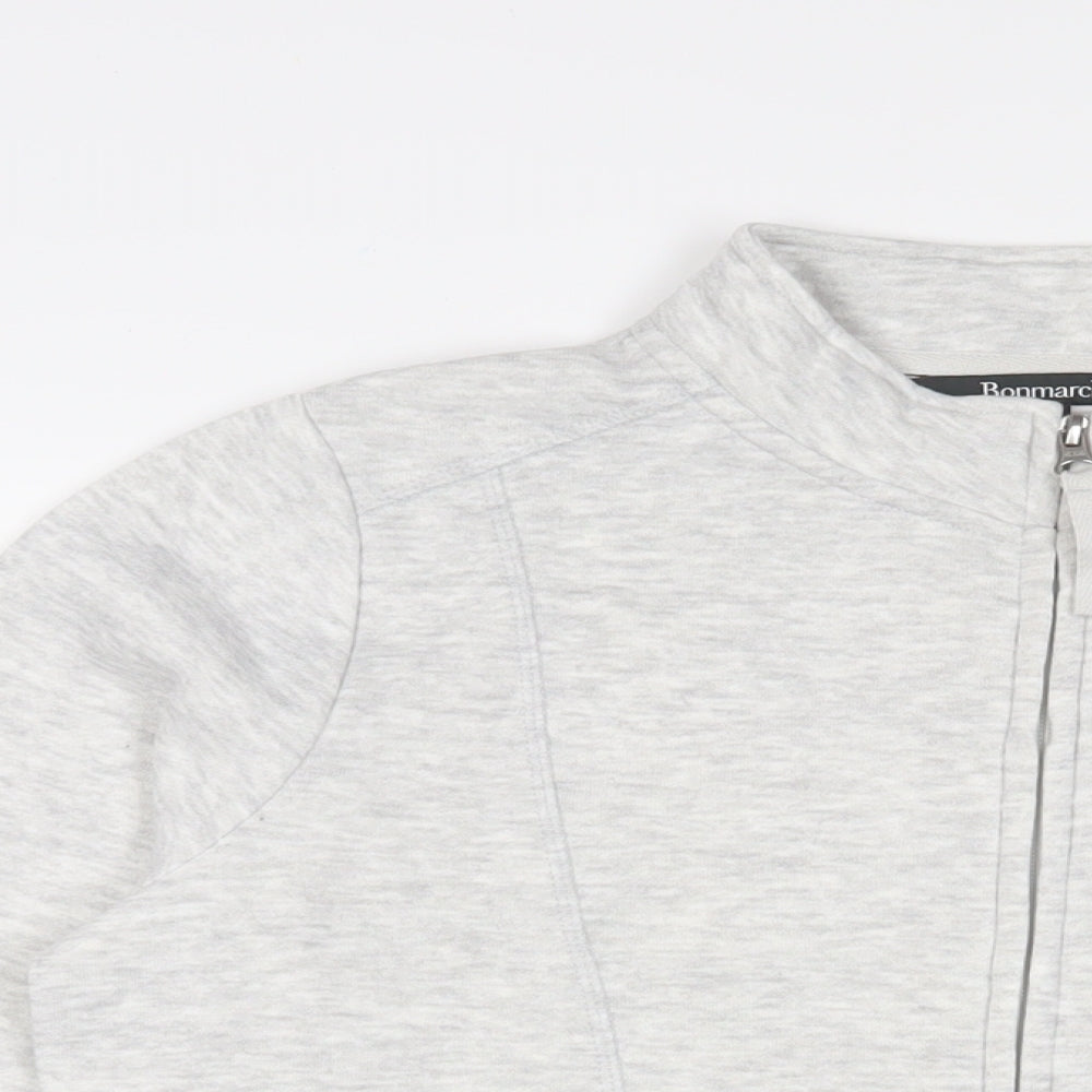 Bonmarché Womens Grey Cotton Full Zip Sweatshirt Size 12 Zip