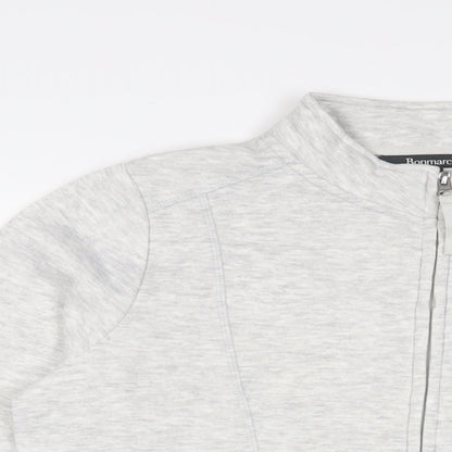 Bonmarché Womens Grey Cotton Full Zip Sweatshirt Size 12 Zip