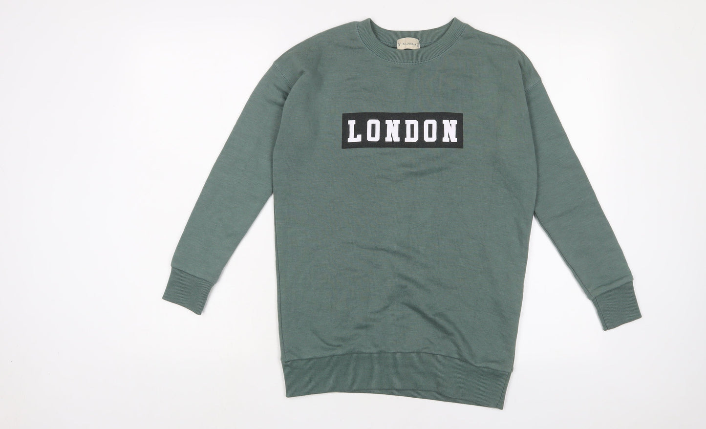 Womens UK Size S Pull&Bear Green Pullover Sweatshirt