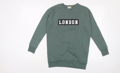 Womens UK Size S Pull&Bear Green Pullover Sweatshirt