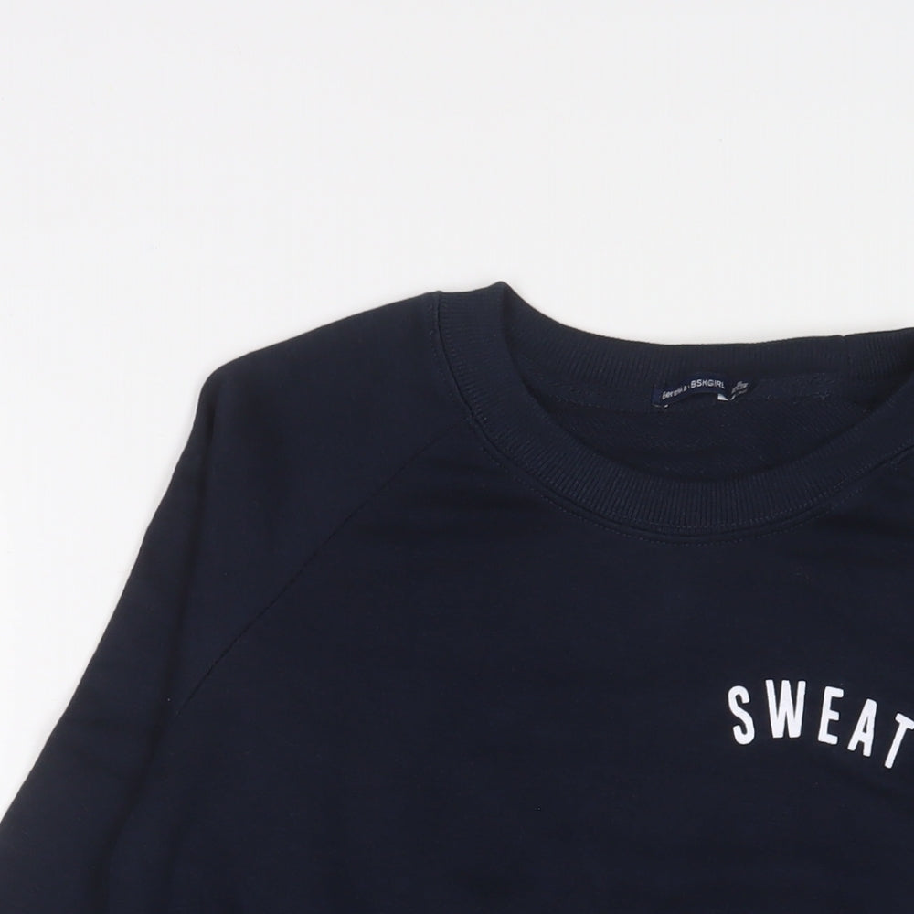 Bershka Womens Blue Cotton Pullover Sweatshirt Size S Pullover - Sweat