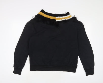 Zara Womens Black Cotton Pullover Sweatshirt Size M Pullover