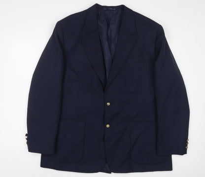 Emporium Mens Blue Polyester Jacket Suit Jacket Size 46 Regular