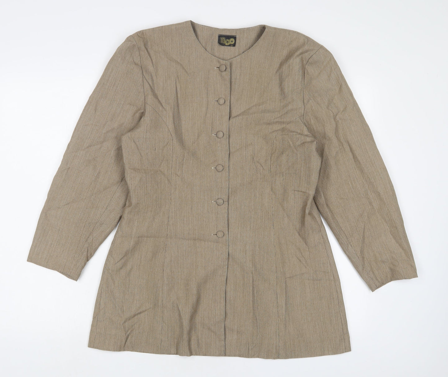 Ego Womens Brown Jacket Blazer Size 14 Button