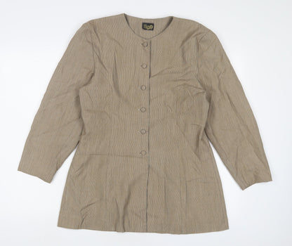 Ego Womens Brown Jacket Blazer Size 14 Button