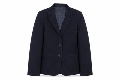 Front view of Aspire boys’ blue jacket blazer, size 8, years button