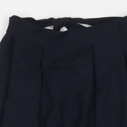 Autograph Womens Blue Cotton A-Line Skirt Size 18 Zip - Belted