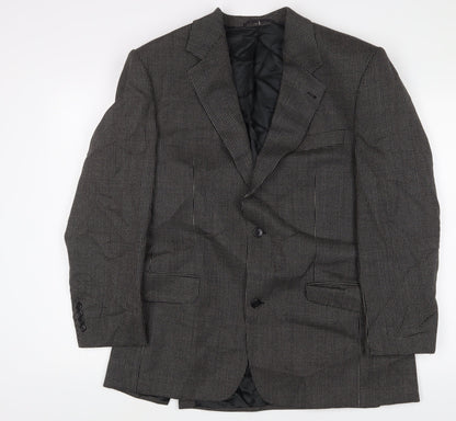 Greensmith & Sons Mens Black Herringbone Wool Jacket Suit Jacket Size 42 Regular - Shoulder Pads