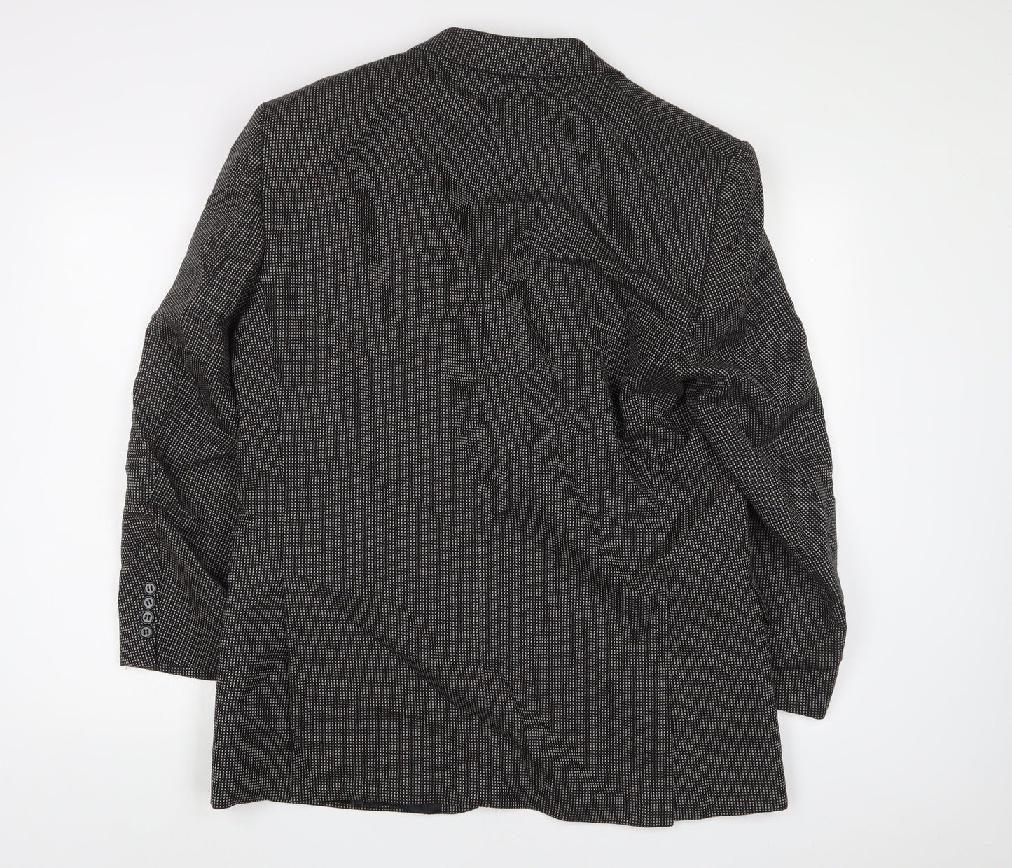 Greensmith & Sons Mens Black Herringbone Wool Jacket Suit Jacket Size 42 Regular - Shoulder Pads