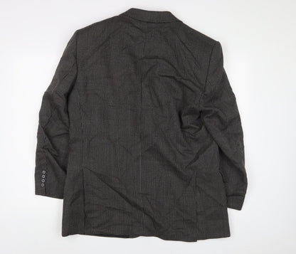 Greensmith & Sons Mens Black Herringbone Wool Jacket Suit Jacket Size 42 Regular - Shoulder Pads