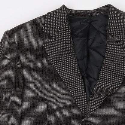 Greensmith & Sons Mens Black Herringbone Wool Jacket Suit Jacket Size 42 Regular - Shoulder Pads