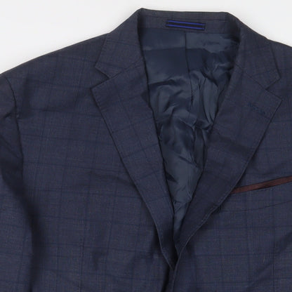 Mango Mens Blue Polyester Jacket Suit Jacket Size 44 Regular