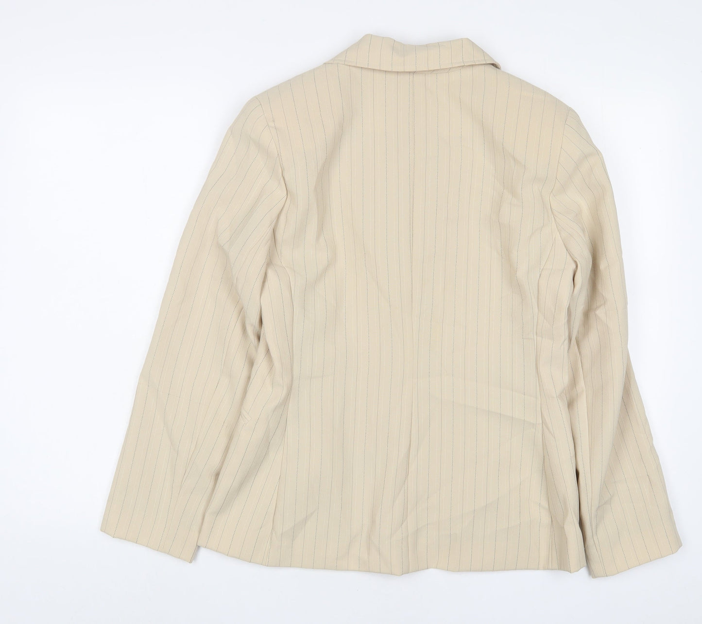 Essential Womens Beige Striped Jacket Blazer Size 12 Button