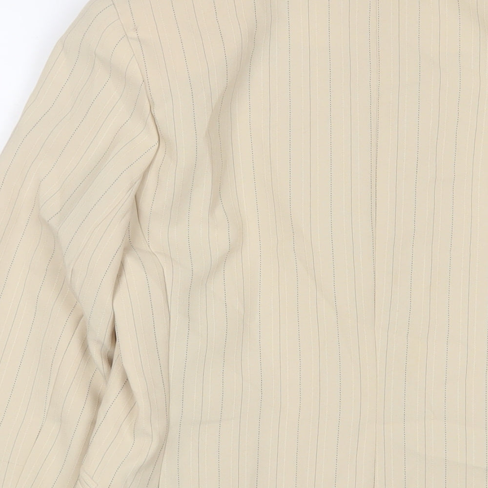 Essential Womens Beige Striped Jacket Blazer Size 12 Button