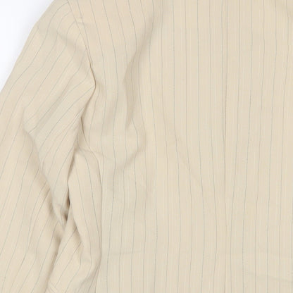 Essential Womens Beige Striped Jacket Blazer Size 12 Button