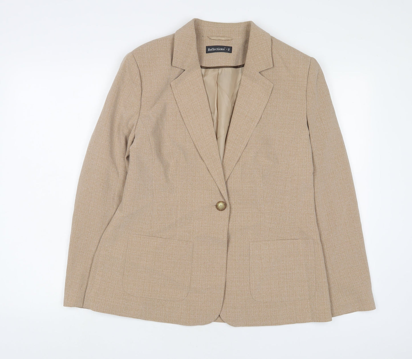 Reflections Womens Beige Jacket Blazer Size 12 Button
