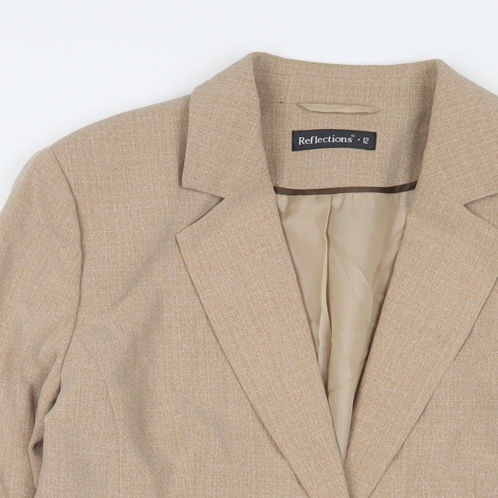 Reflections Womens Beige Jacket Blazer Size 12 Button