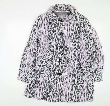 Per Una Womens Purple Animal Print Jacket Size 14 Button