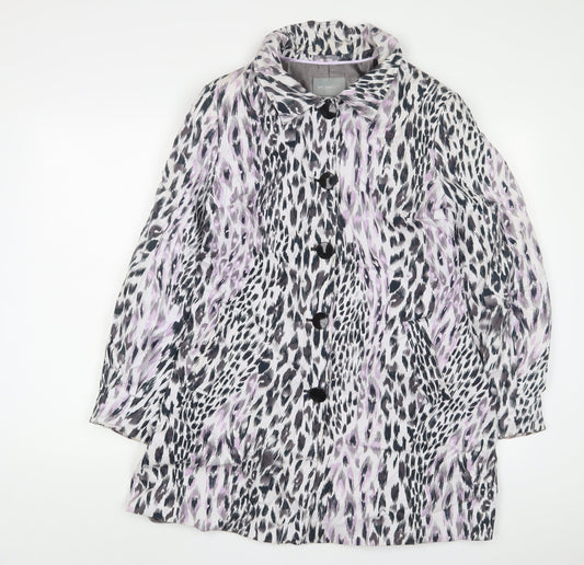 Per Una Womens Purple Animal Print Jacket Size 14 Button
