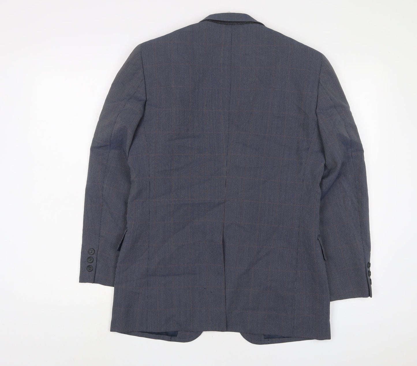 Focus Oneill Mens Blue Plaid Polyester Jacket Suit Jacket Size 38 Regular
