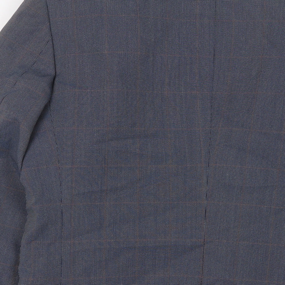 Focus Oneill Mens Blue Plaid Polyester Jacket Suit Jacket Size 38 Regular