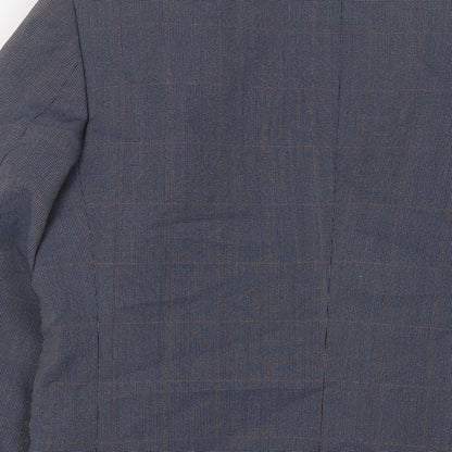 Focus Oneill Mens Blue Plaid Polyester Jacket Suit Jacket Size 38 Regular