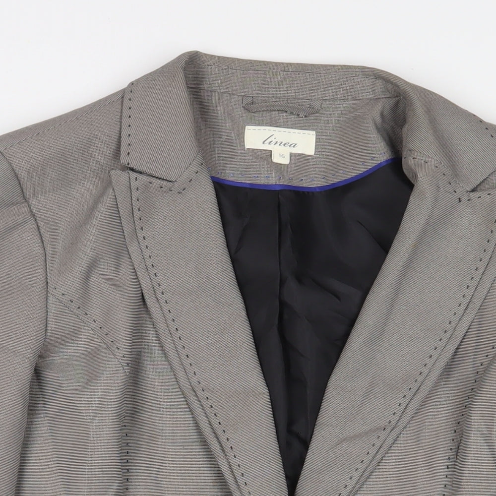 Linea Womens Grey Jacket Blazer Size 16 Button
