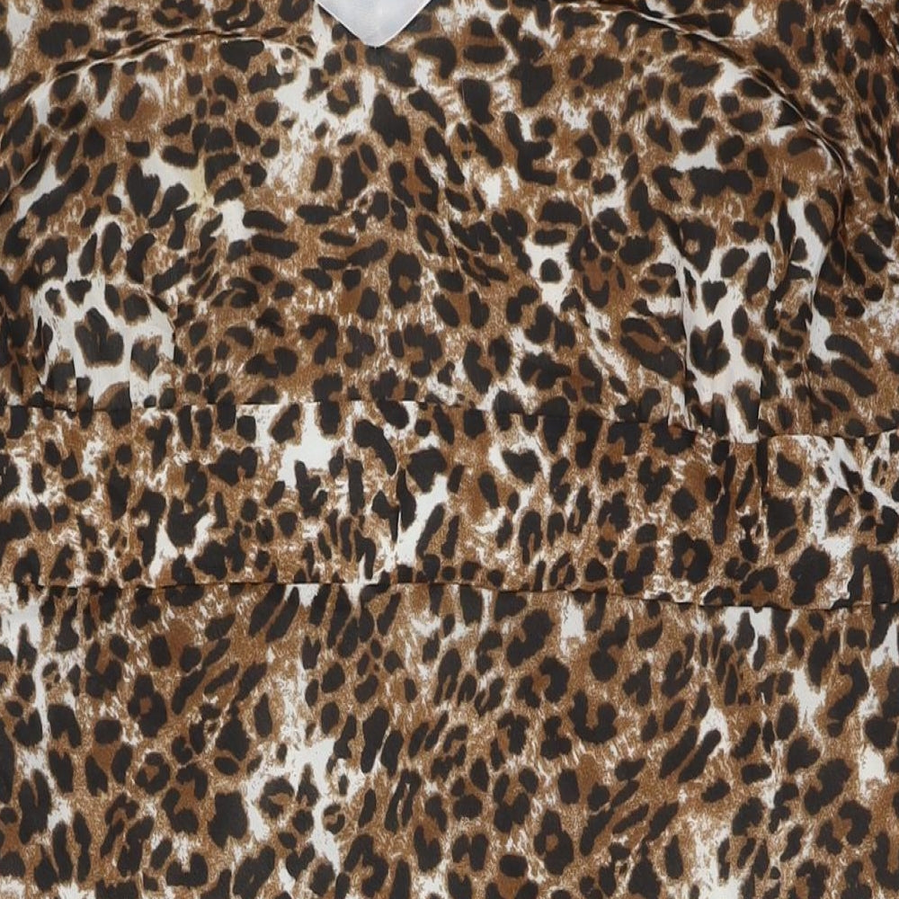 Change Womens Brown Animal Print Polyester A-Line Size 20 V-Neck Zip