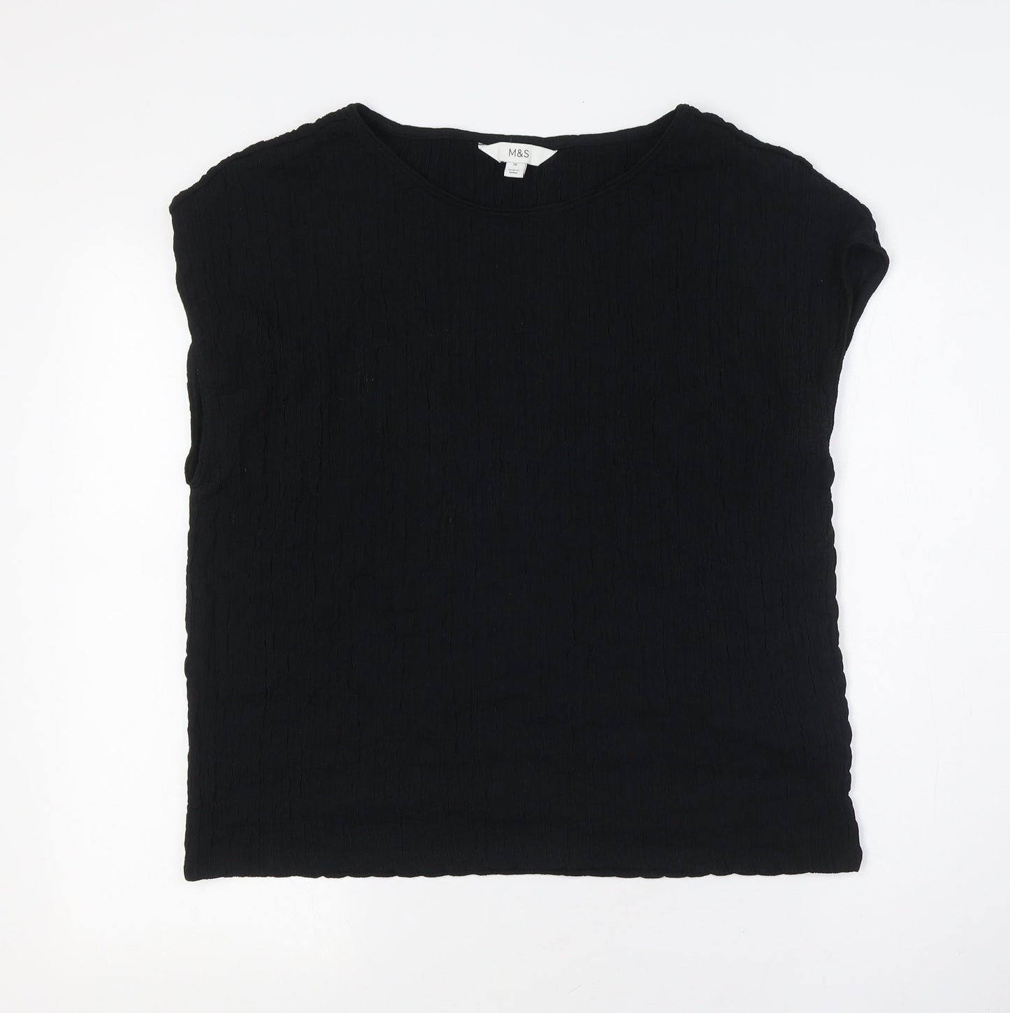 Womens UK Size 16 Marks and Spencer Black Basic Button-Up