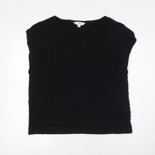 Womens UK Size 16 Marks and Spencer Black Basic Button-Up