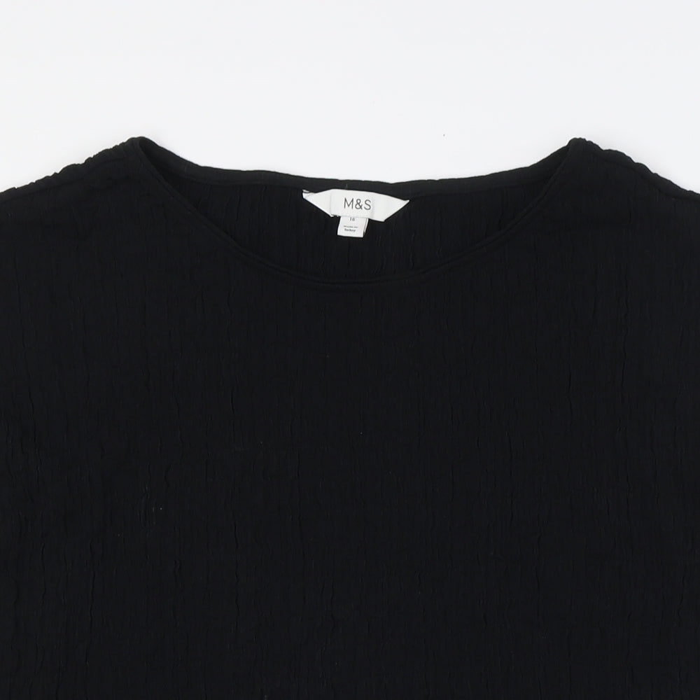 Womens UK Size 16 Marks and Spencer Black Basic Button-Up