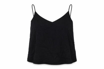 Marks & Spencer Womens Black Linen Basic Button-Up Size 20 V-Neck - Tie Back