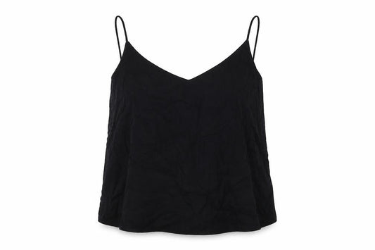 Marks & Spencer Womens Black Linen Basic Button-Up Size 20 V-Neck - Tie Back