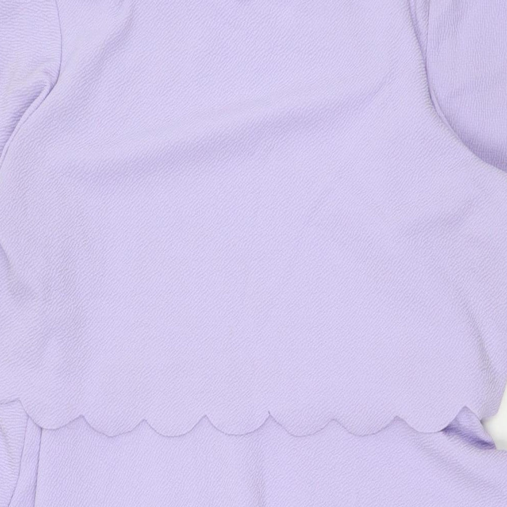 Boohoo Womens Purple Polyester A-Line Size 12 Round Neck