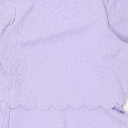 Boohoo Womens Purple Polyester A-Line Size 12 Round Neck
