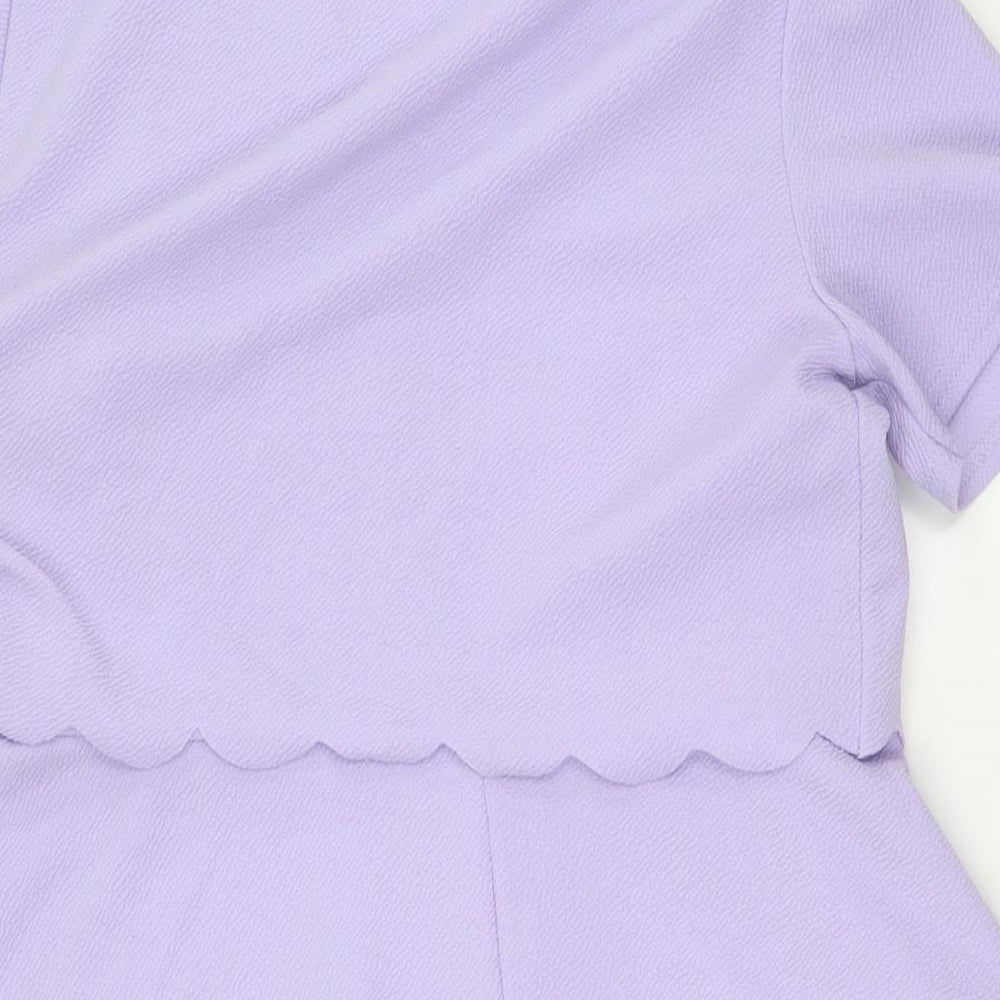 Boohoo Womens Purple Polyester A-Line Size 12 Round Neck