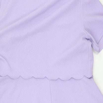 Boohoo Womens Purple Polyester A-Line Size 12 Round Neck