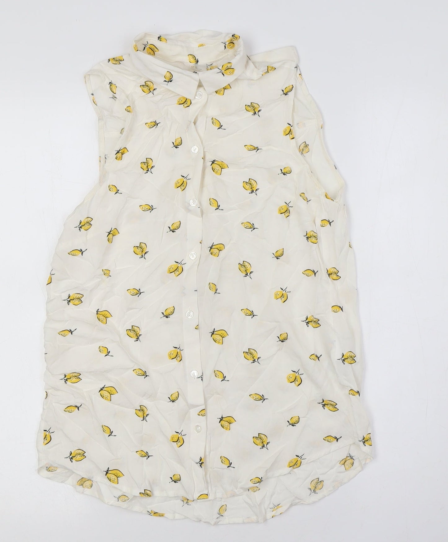 Womens UK Size 4 H&M Ivory Basic Button-Up