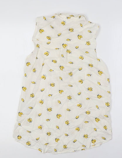 Womens UK Size 4 H&M Ivory Basic Button-Up
