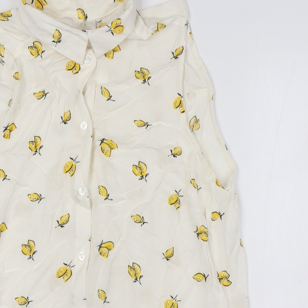 Womens UK Size 4 H&M Ivory Basic Button-Up