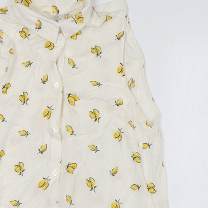Womens UK Size 4 H&M Ivory Basic Button-Up